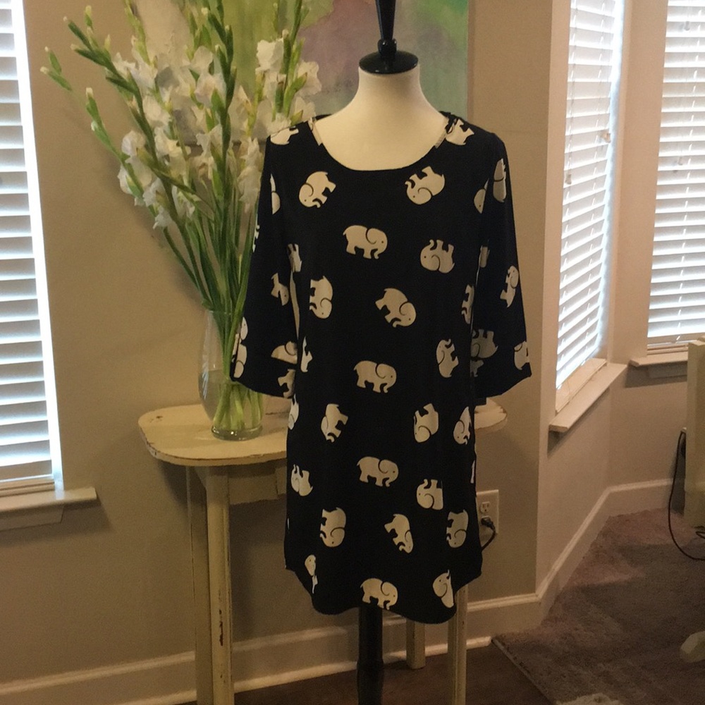 Dress, Black with white elephants